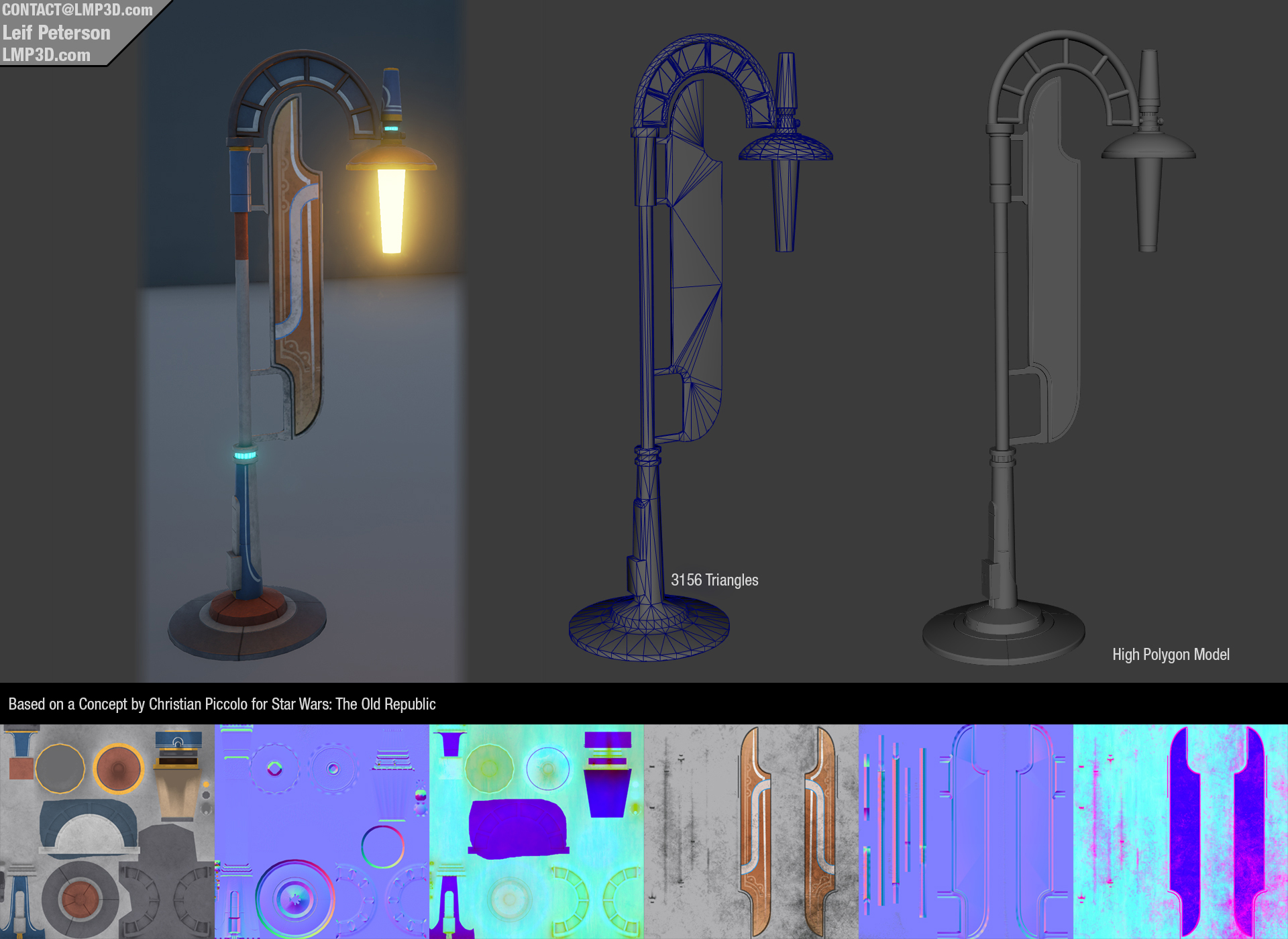 Lamp post prop with procedural material